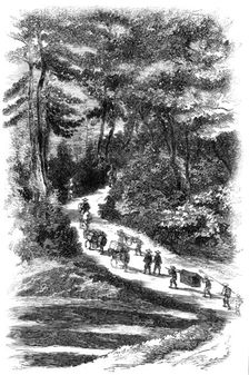 Sketches from the interior of Japan, by our special artist: Mountain Pass in Fizen, Takiwa, 1861. Creator: Unknown