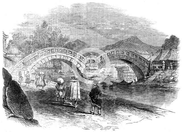 Sketches from the interior of Japan, by our special artist: Stone Bridge at Isahaia, 1861. Creator: Unknown.