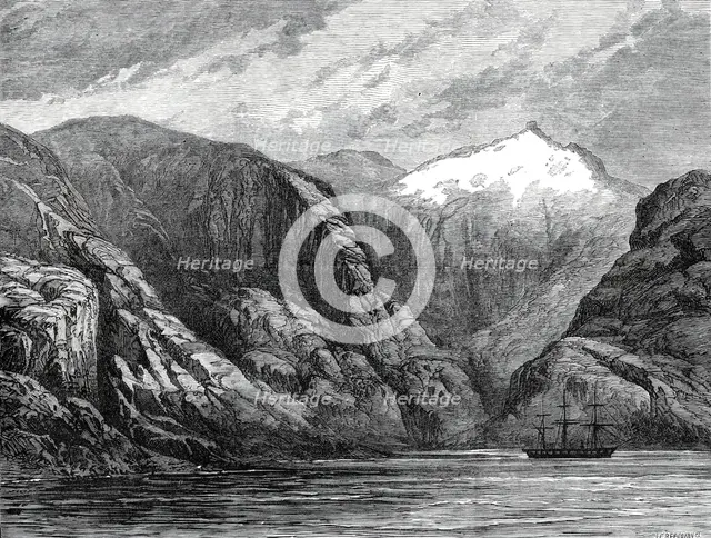 Sketches from H.M.S. Challenger, by Mr. J. J. Wild: the Challenger at Desolation Island...1876. Creator: Unknown.