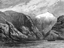 Sketches from H.M.S. Challenger, by Mr. J. J. Wild: the Challenger at Desolation Island...1876. Creator: Unknown