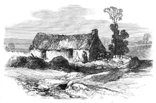 Sketches from Ireland: Mike Brannan's cabin in the Hundred Acres Bog, 1870. Creator: Unknown