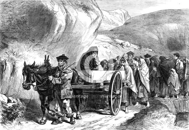 Sketches from Ireland: a funeral in Connemara, 1870. Creator: Unknown.