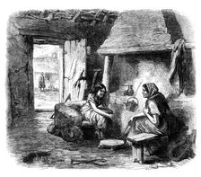 Sketches from Ireland: interior of a mud cabin at Kildare, 1870. Creator: Unknown