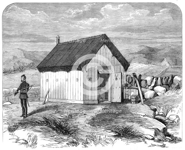 Sketches from Ireland: portable hut for police in Mayo, 1870. Creator: Unknown.