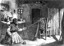 Sketches from Ireland: woman making nets in the Claddagh, Galway, 1870. Creator: Unknown