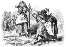 Sketches from Ireland: women at field-work in Roscommon, 1870. Creator: Unknown