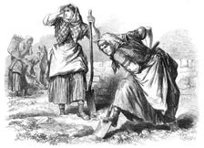 Sketches from Ireland: women at field-work in Roscommon, 1870. Creator: Unknown