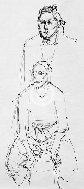 Sketches from life, c1950. Creator: Shirley Markham.