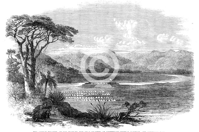 Sketches from New Zealand: the Queen’s Redoubt, on the Waikato, HQ of Lieut.-Gen. Cameron, 1864. Creator: Unknown.