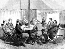 Sketches From Swaziland: Meeting of the British and Transvaal Commissioners with Swazi Chiefs, 1890. Creator: R. Taylor