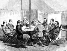 Sketches From Swaziland: Meeting of the British and Transvaal Commissioners with Swazi Chiefs, 1890. Creator: R. Taylor