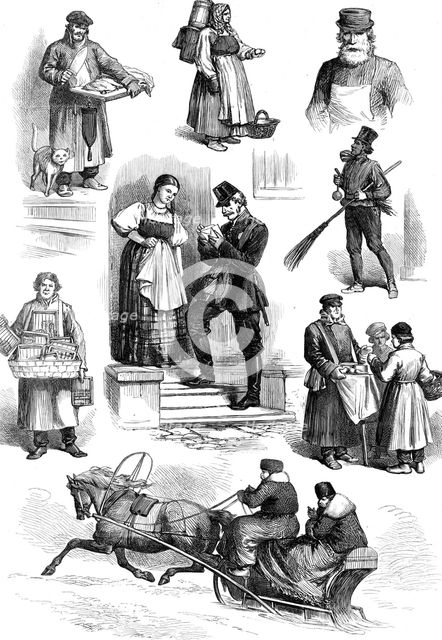 Sketches from St. Petersburg, by our special artist, 1874. Creator: Unknown.