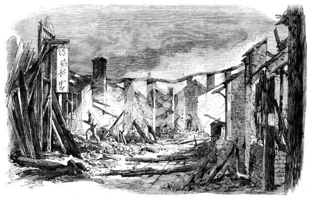 Sketches in Canton - Appearance of a Busy Street...after a Visit from "The Barbarians", 1858. Creator: Unknown.