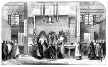 Sketches in China - the Consecration of a Buddhist Abbot at the Temple of Honam, 1858. Creator: Unknown
