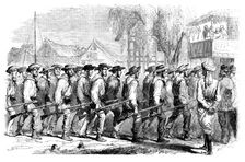 Sketches in China - the "Sanspareil" Naval Brigade landing at Canton, 1858. Creator: Unknown