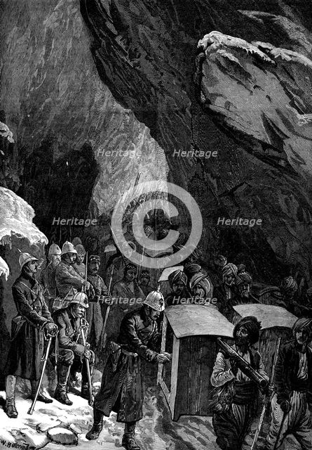 Sketches in Afghanistan: hospital dhoolies in the Jugdulluk Pass, 1880. Creator: Unknown.