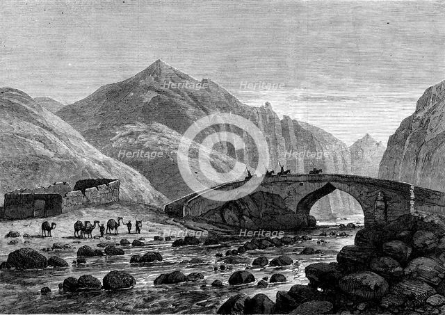 Sketches in Afghanistan: the old bridge on the Surkhab, or Red River, 1880. Creator: Unknown.