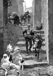 Sketches in Albania: a street scene in Scutari, 1880. Creator: Eugène Froment