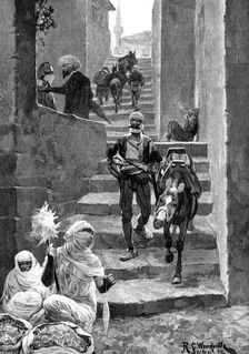 Sketches in Albania: a street scene in Scutari, 1880. Creator: Eugène Froment