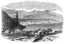 Sketches in British Columbia: the town of Douglas, and Douglas Lake, 1864. Creator: Unknown