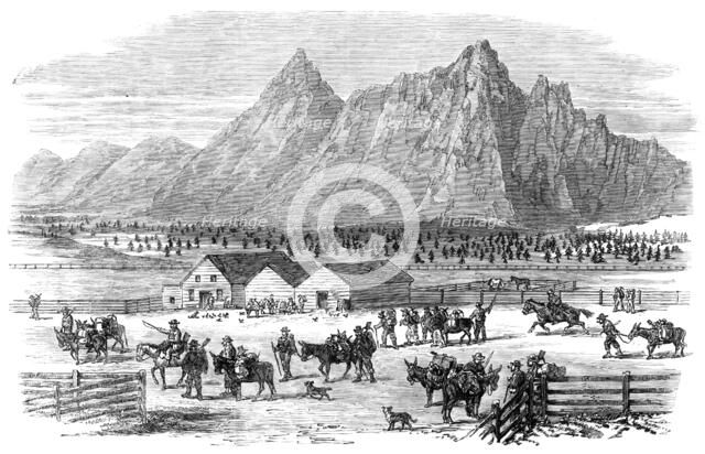 Sketches in British Columbia: scene at the fountain near Parsonville, Fraser River, 1864. Creator: Unknown.