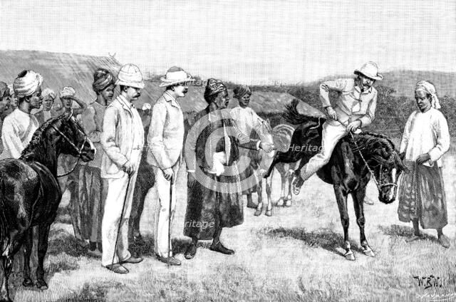 Sketches in Burmah: buying ponies at the Shan Camp, Mandalay, 1890. Creator: Unknown.