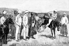 Sketches in Burmah: buying ponies at the Shan Camp, Mandalay, 1890. Creator: Unknown