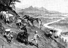 Sketches in Formosa: a hazardous descent, 1890. Creator: H. F. Davey