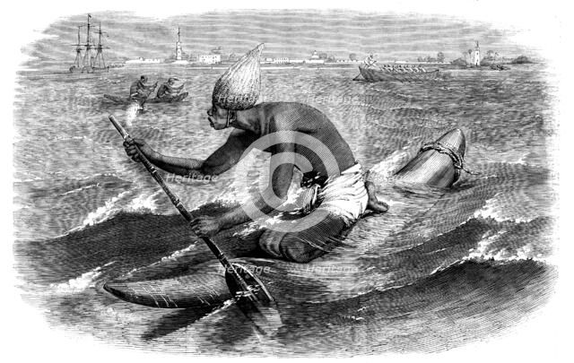 Sketches in India - the Catamaran Postman, 1858. Creator: Unknown.