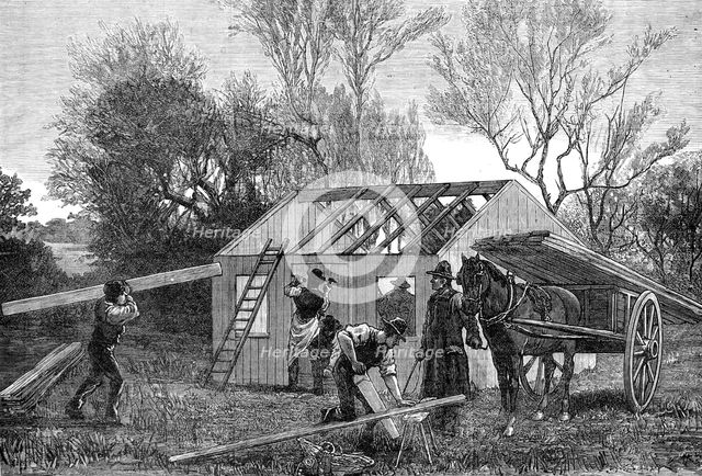 Sketches in Ireland: building a Land-League hut for evicted tenants, Hacketstown, Co. Carlow, 1881. Creator: Unknown.