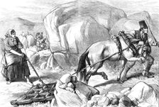 Sketches in Ireland: harrowing under difficulties, mountain farm in County Mayo, 1880. Creator: Unknown