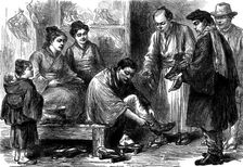 Sketches in Japan, by our special artist: the first pair of boots, 1873. Creator: Unknown