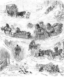 Sketches in London and the suburbs during the snowstorm, Tuesday, January 18, 1881. Creator: Unknown