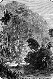Sketches in Madagascar: Andraka Ferry Mt. Angavo, 1883. Creator: Unknown