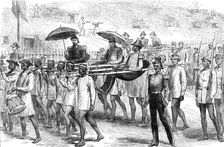 Sketches in Madagascar: British naval officers arriving on a visit to the Governor of Tamatave, 1881 Creator: Unknown