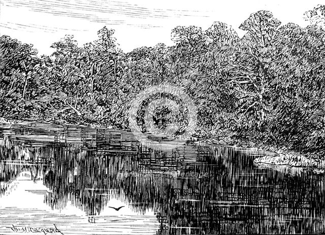 Sketches in Nidderdale, Yorkshire: Guyscliffe Tarn, 1883. Creator: Unknown.