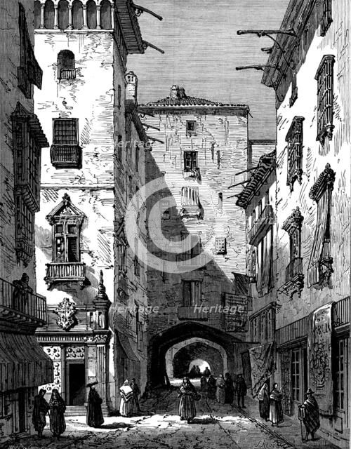 Sketches in Spain: a street of Barcelona, 1873. Creator: William James Palmer.