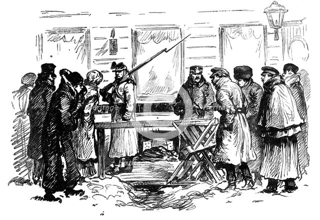 Sketches in St. Petersburg: cheesemonger's shop...where the mine was discovered, 1881.  Creator: Unknown.