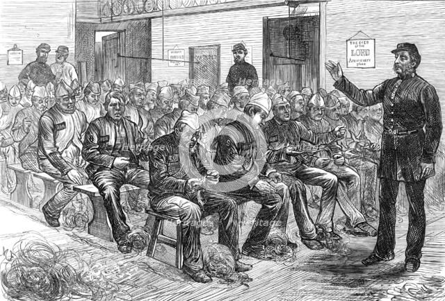 Sketches in the Clerkenwell House of Correction: the oakum-shed, 1874. Creator: Unknown.