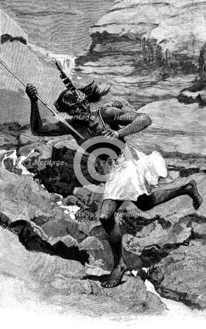 Sketches in the island of Formosa: first sight of an aboriginal savage, 1890. Creator: Unknown.
