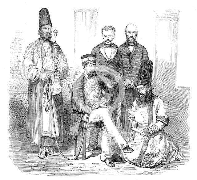 Sketches in the Persian Gulf - the Hon. Mr. Murray and his suite - from a photograph, 1857. Creator: Unknown.