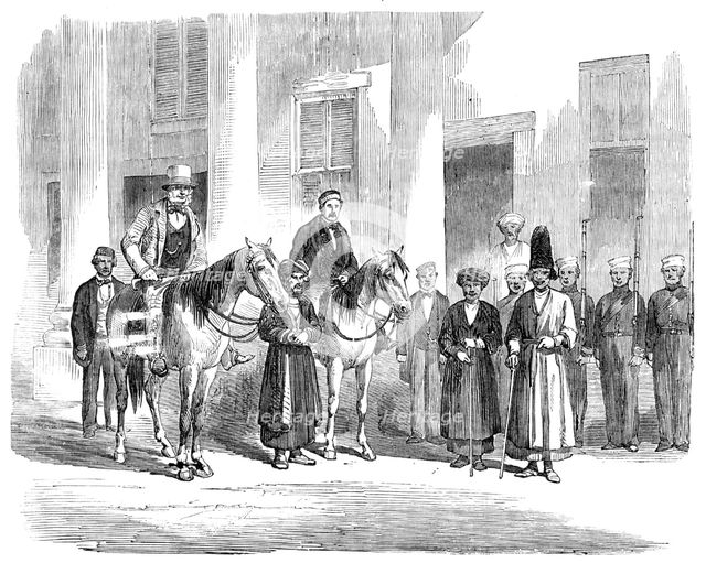 Sketches in the Persian Gulf - Courtyard of the British Residency, Bushire...1857. Creator: Unknown.