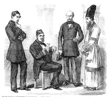 Sketches in the Persian Gulf - Persian Mission Officials - from a photograph, 1857. Creator: Unknown