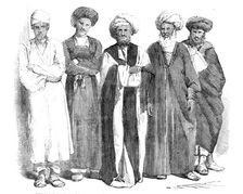 Sketches in the Persian Gulf - Persian and Arab inhabitants of Bushire - from a photograph, 1857. Creator: Unknown