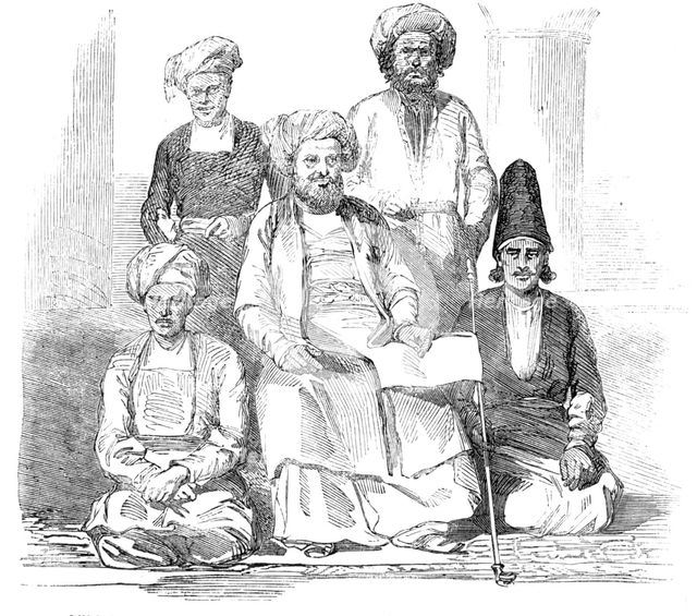 Sketches in the Persian Gulf - Persian Secretary and Retinue of the Resident, 1857. Creator: Unknown.