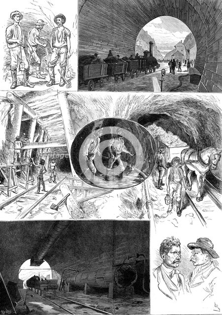 Sketches in the St. Gothard Tunnel, 1880. Creator: Charles Baude.
