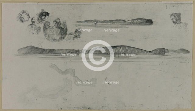 Sketches on the Coast Survey Plate, 1854. Creator: James Abbott McNeill Whistler.