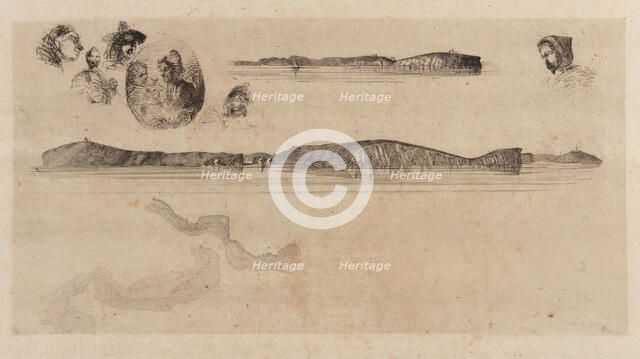 Sketches on the Coast Survey Plate, 1854. Creator: James Abbott McNeill Whistler.