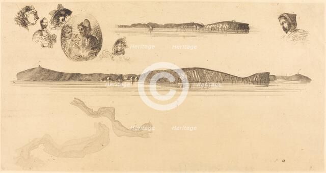 Sketches on the Coast Survey Plate, 1854/1855. Creator: James Abbott McNeill Whistler.