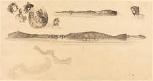 Sketches on the Coast Survey Plate, 1854/1855. Creator: James Abbott McNeill Whistler